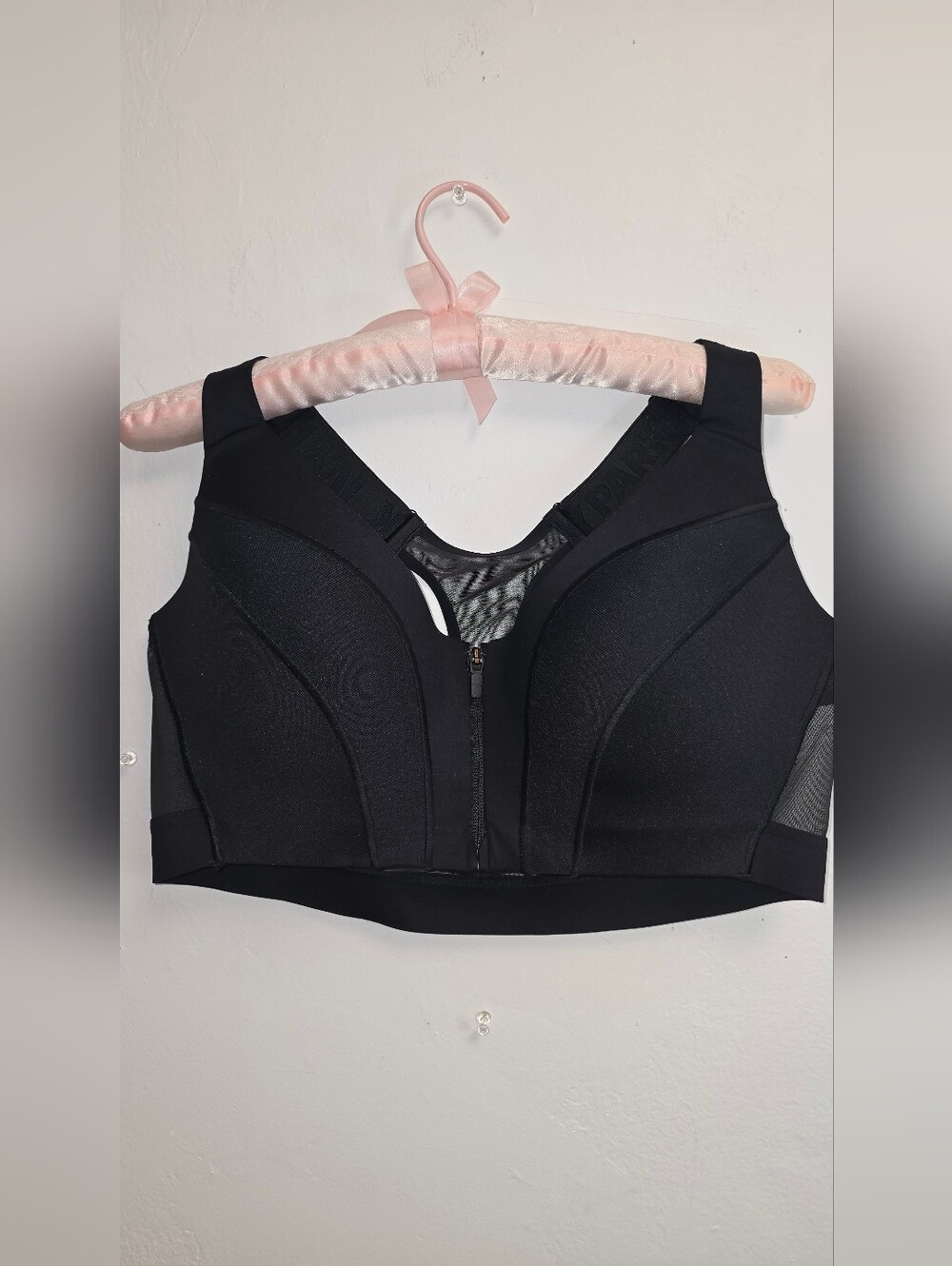 Adidas Black High Support Zip Front Sports Bra Mesh Back XL